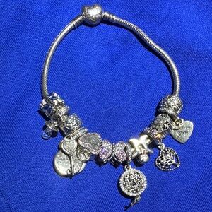Pandora Silver and Pink Charm Bracelet